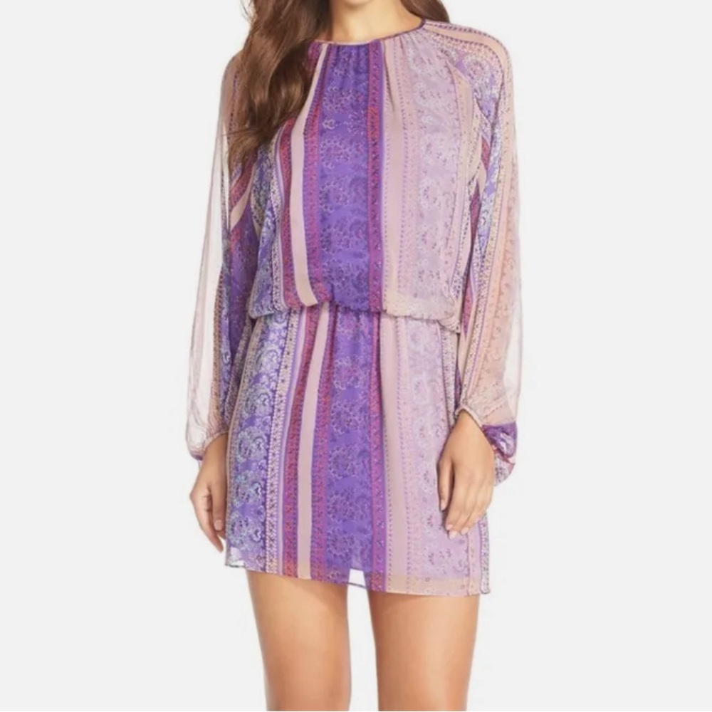 Charlie Jade dropped waist silk dress-size XS-NWT-purple paisley